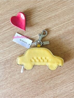 NWT🚕Coach Taxi Bag Charm Coin Purse Case Mini Yellow Bag CDB16 Gift Keychain
